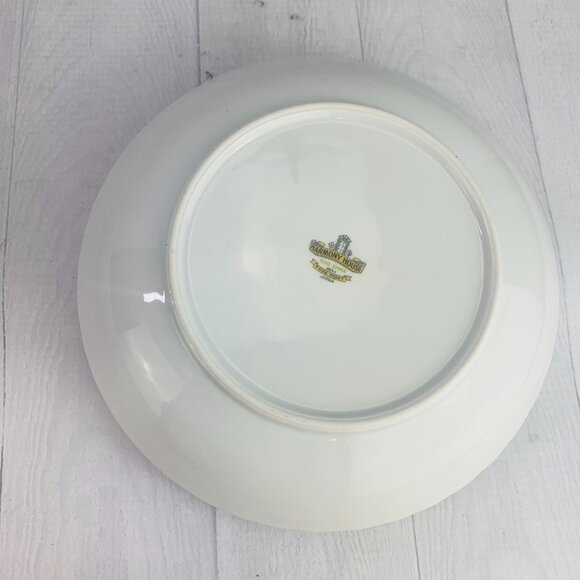 MCM Harmony House ROSEMONT Pink Roses Gray Swirl Gold Coupe Soup Bowls Set 4 - Picture 7 of 11